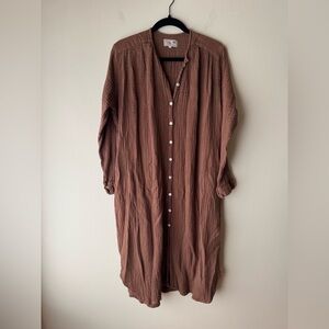 Cotton gauze midi shirt dress